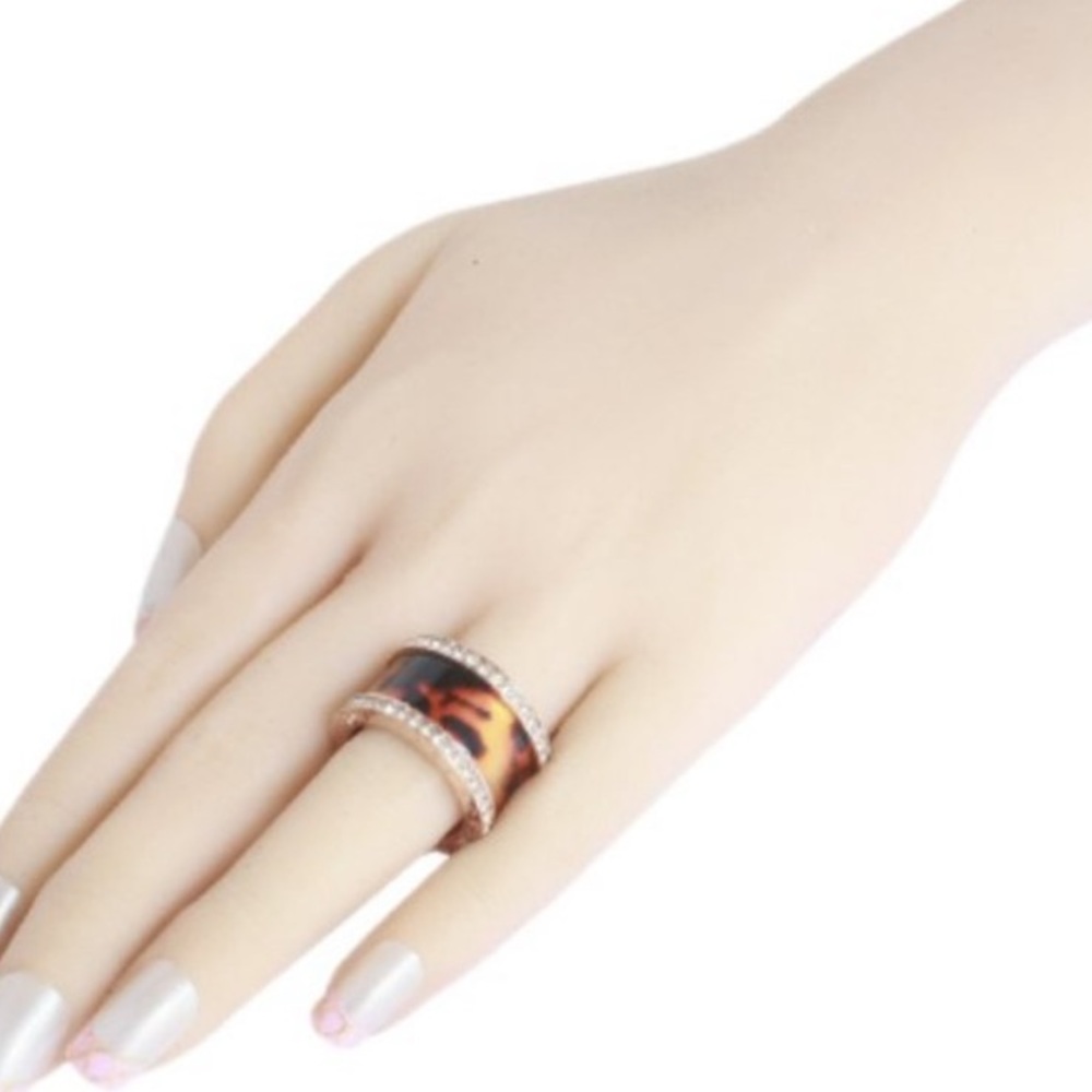 Michael Kors Tortoise Barrel Ring Silver - Picture 6 of 8